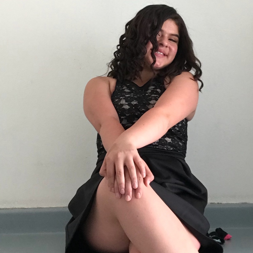 Black flowered lace dress